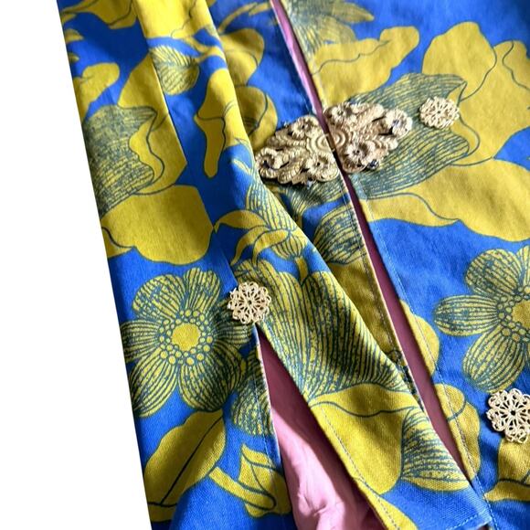 Diego New York Vintage Brocade Vest Floral Gold Closure Size S/M - Picture 10 of 13